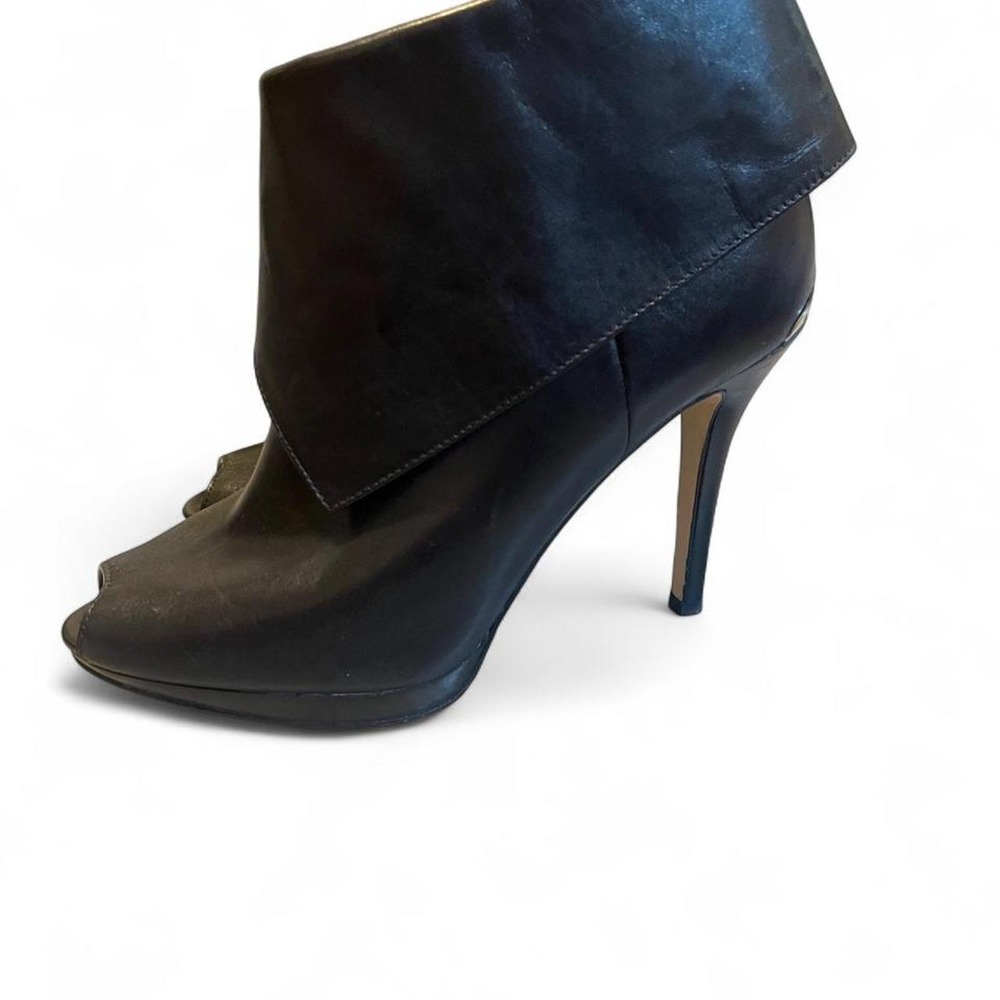 Michael Kors black leather peep toe ankle boots with a 4.5" heel Y2K Glam